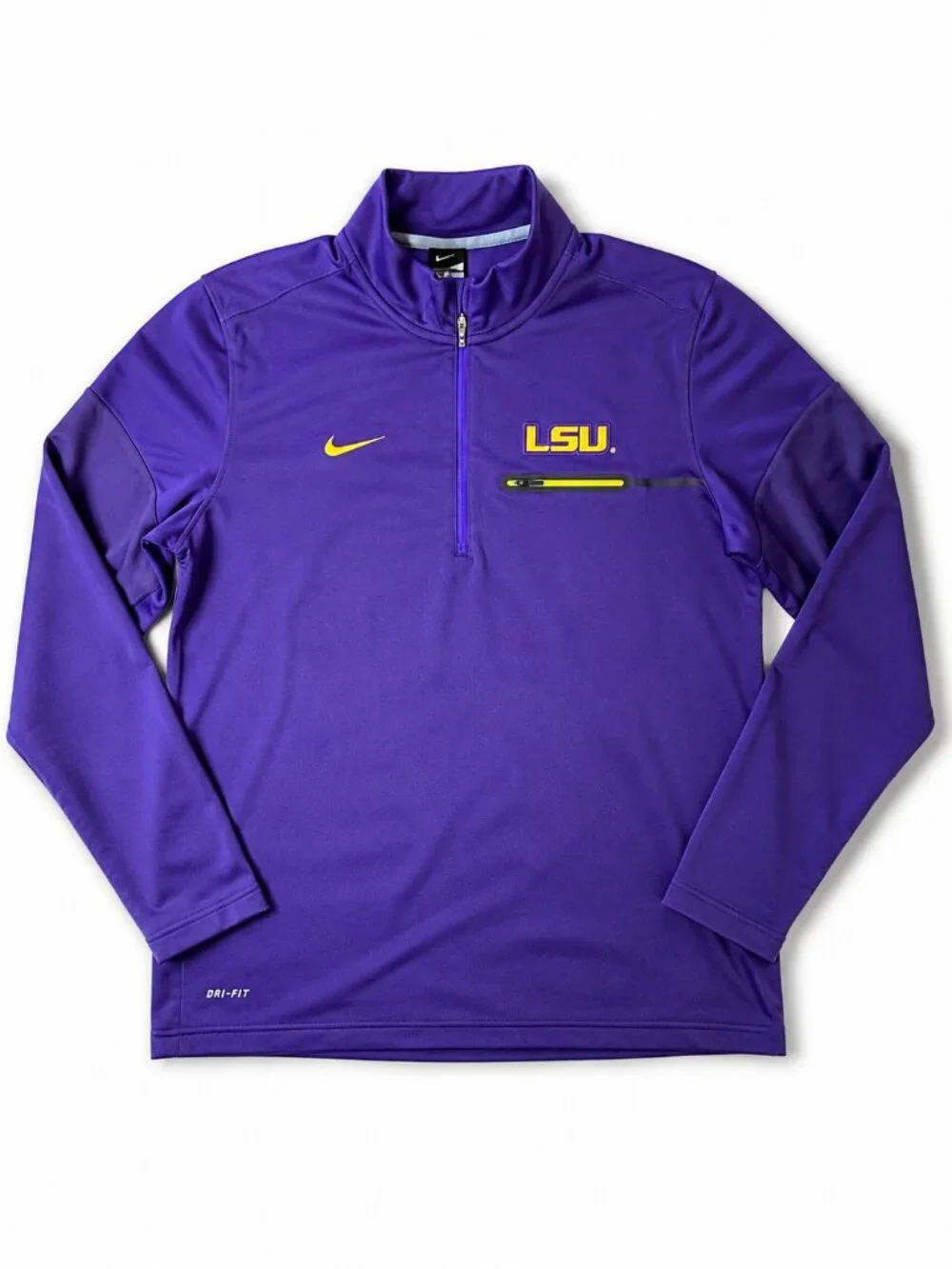 Nike LSU Tigers Quarter Zip Pullover Mens XL Purple Dri-Fit Athletic Jacket EUC